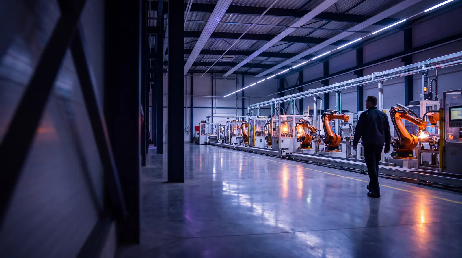 Hall de production robotisé d'une usine