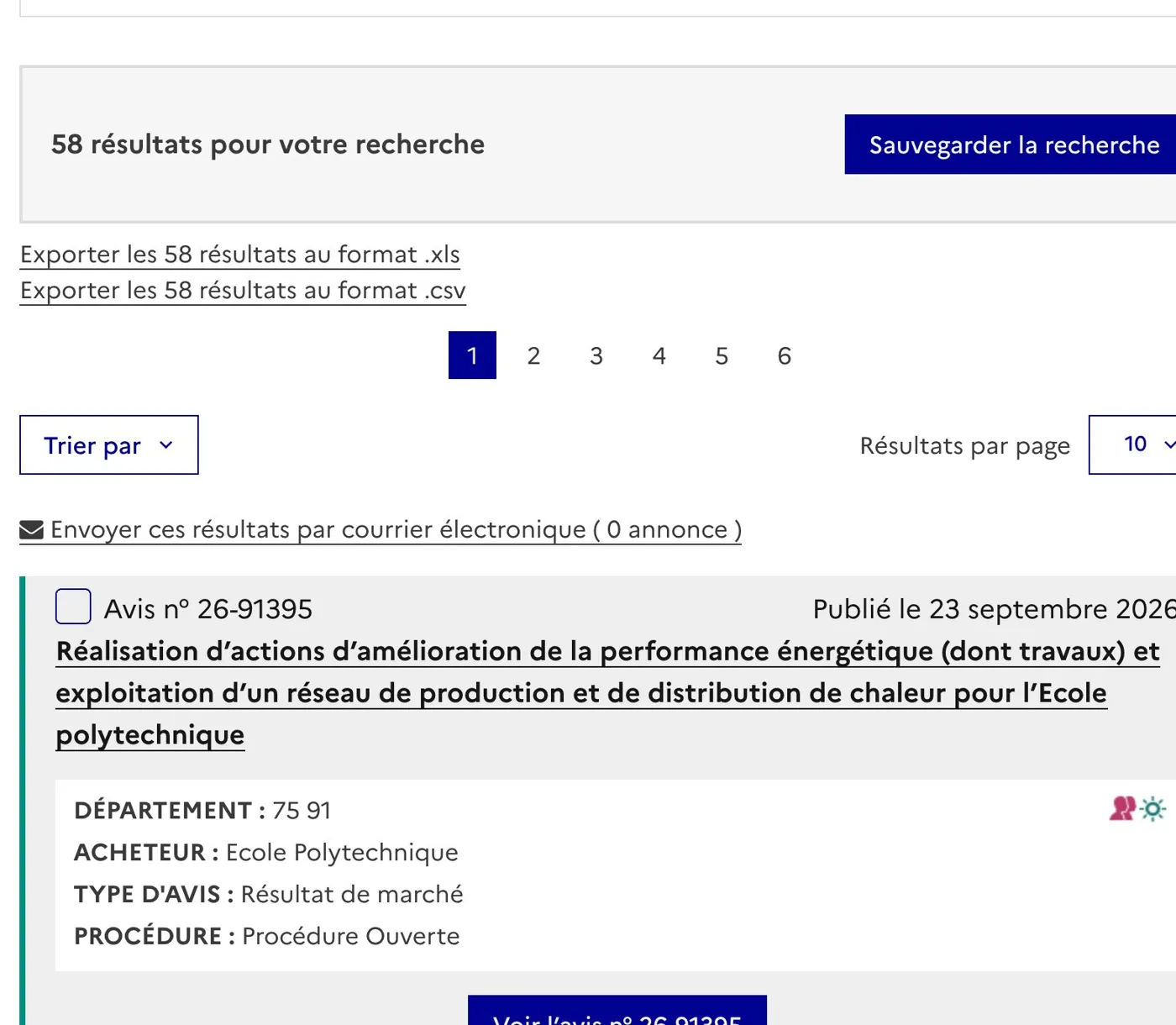 Recherche « réseau de chaleur » sur le BOAMP : marchés publics attribués et en cours, datés, avec l’acheteur. Chaque attribution est un trigger.